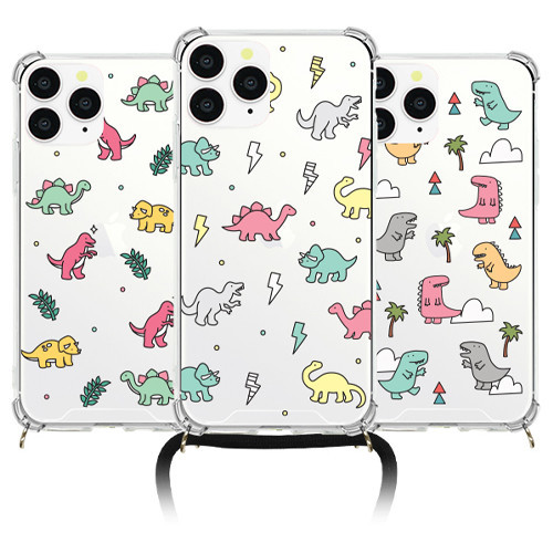 공룡패턴 스트랩 방탄 젤하드 케이스 (갤럭시 아이폰), , 코지, 